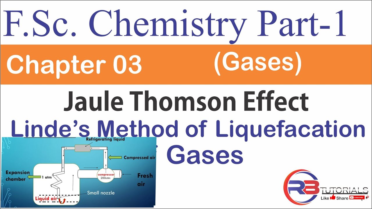 Linde's Method of  Liquefacation of Gases | Jaule Thomson Method | Chapter 03| FSc Chemistry Part-1