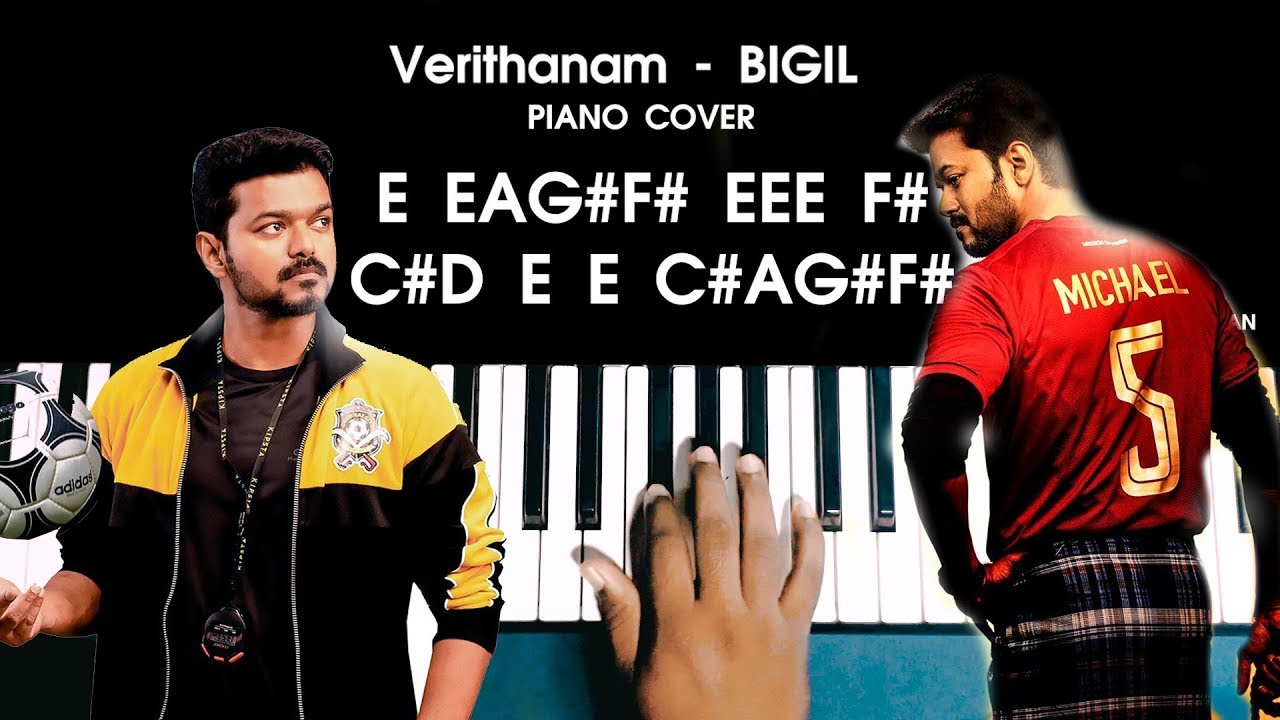 Verithanam - Bigil Movie Song Piano Cover Short Version WITH NOTES | AJ Shangarjan