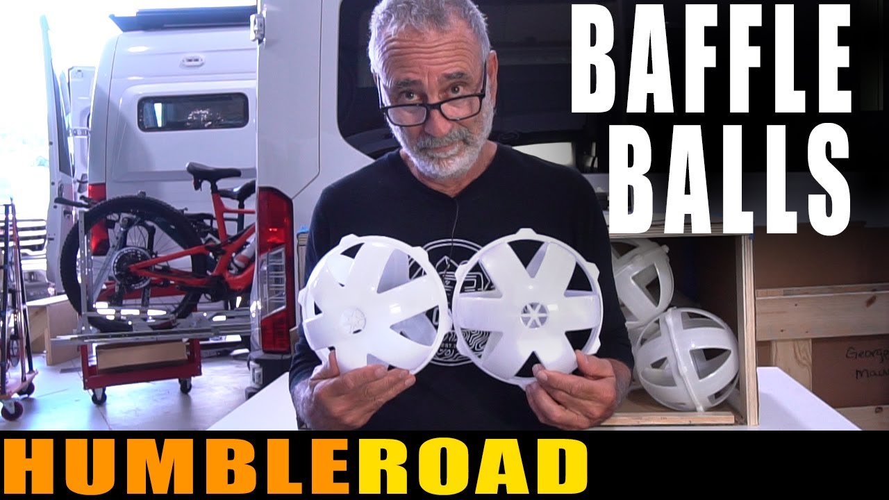 BAFFLE BALLS! An easy solution to the dreaded sloshing effect in your van's fresh tank.