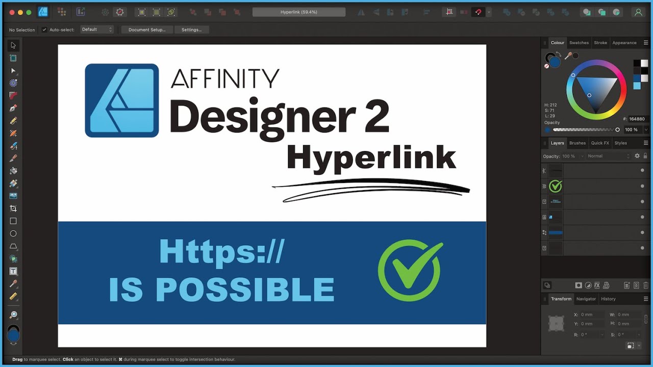 Create HYPERLINK in Affinity Designer 2 -  