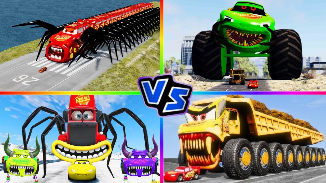 🚗MEGA McQUEEN SHOWDOWN! 💥 GIANT CENTIPEDE vs DOUBLE BUS MONSTER vs ZOMBIE PIT! 💀🔥
