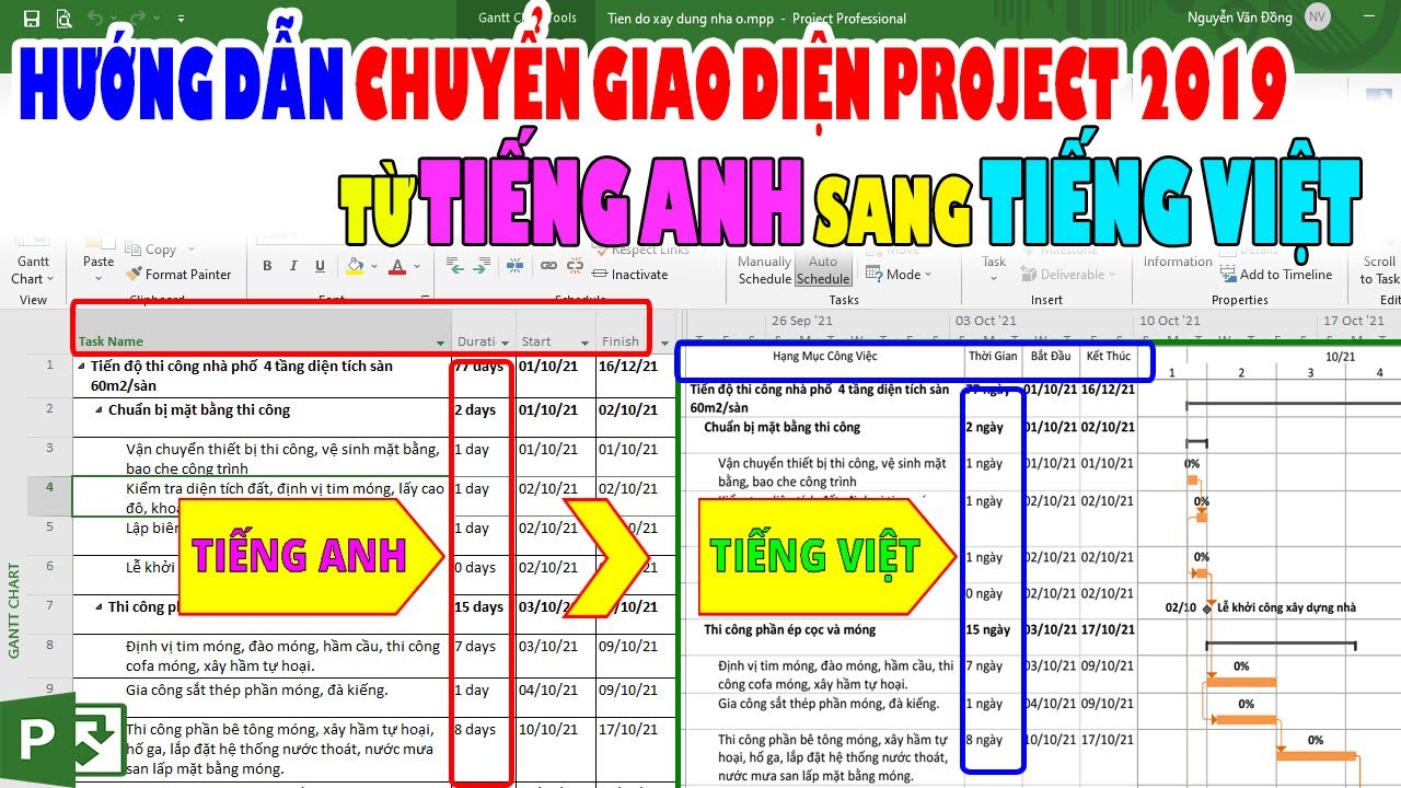 Hướng Dẫn Chuyển Giao Diện PROJECT 2019 Từ TIẾNG ANH Sang TIẾNG VIỆT | Việt Hóa Giao Diện MS Project