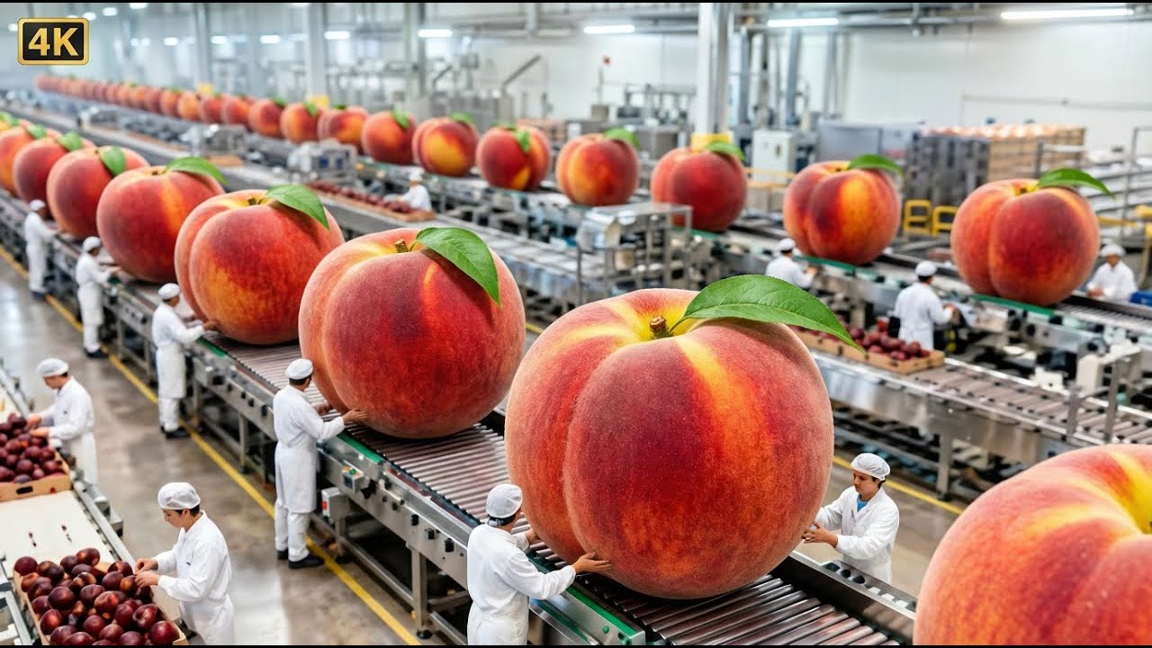 Inside a Modern Peach Juice Factory: From Fresh Peaches to Juice (Full Process)