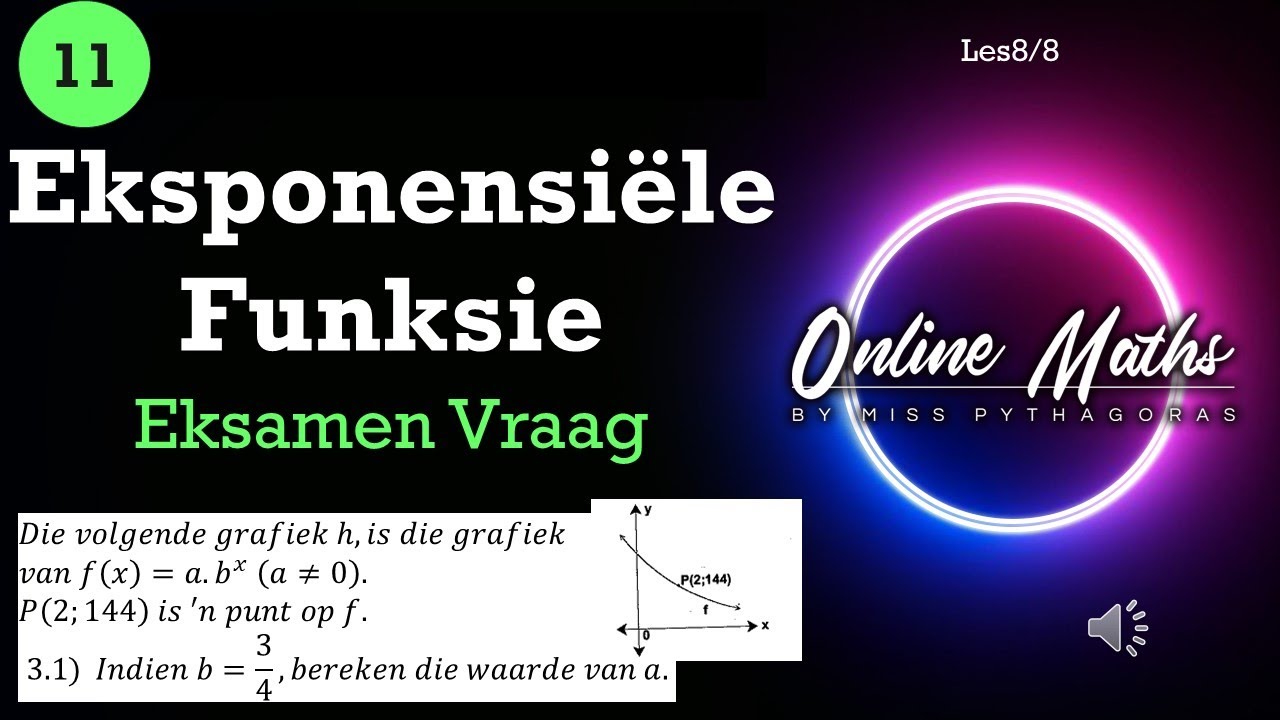 Funksies Eksponensi&euml;le Funksie Graad11: L8 Eksamen Vrae 3 Wiskunde