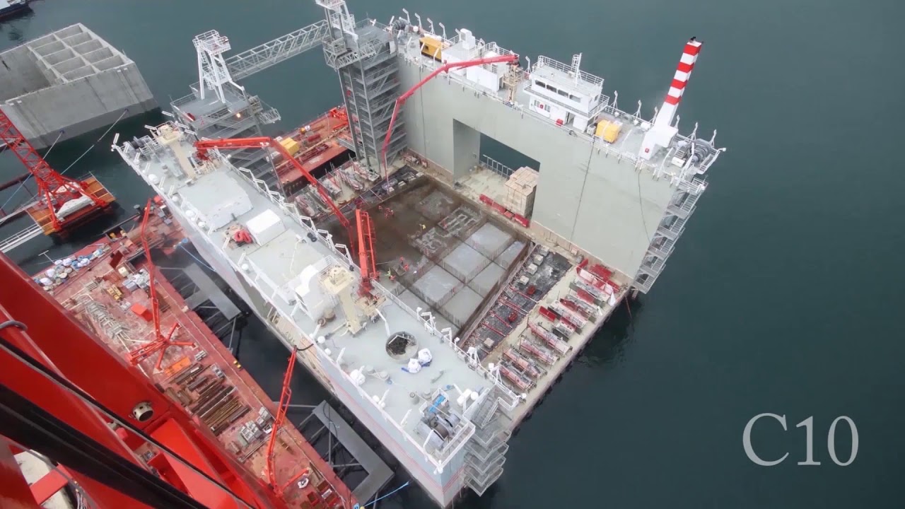 Monaco land extension, time lapse, 18 caissons built in Marseille