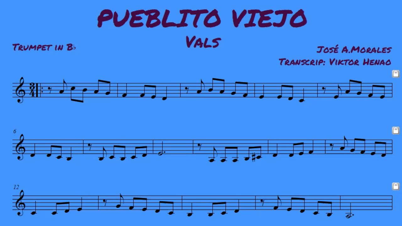PUEBLITO VIEJO - Partitura para Trompeta (Música Colombiana)
