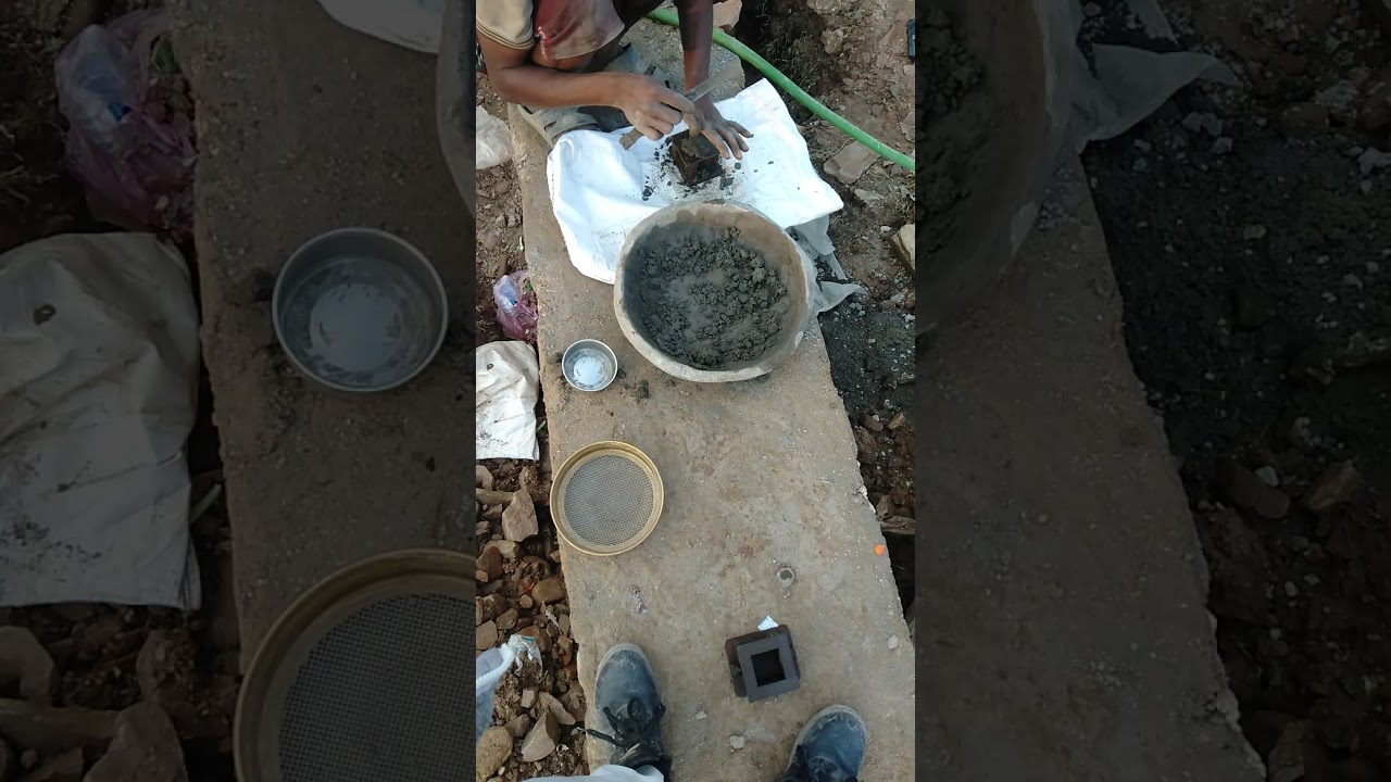 before plaster work testing cube fill this process size of cube 5cmx5cm. ratio 1:3