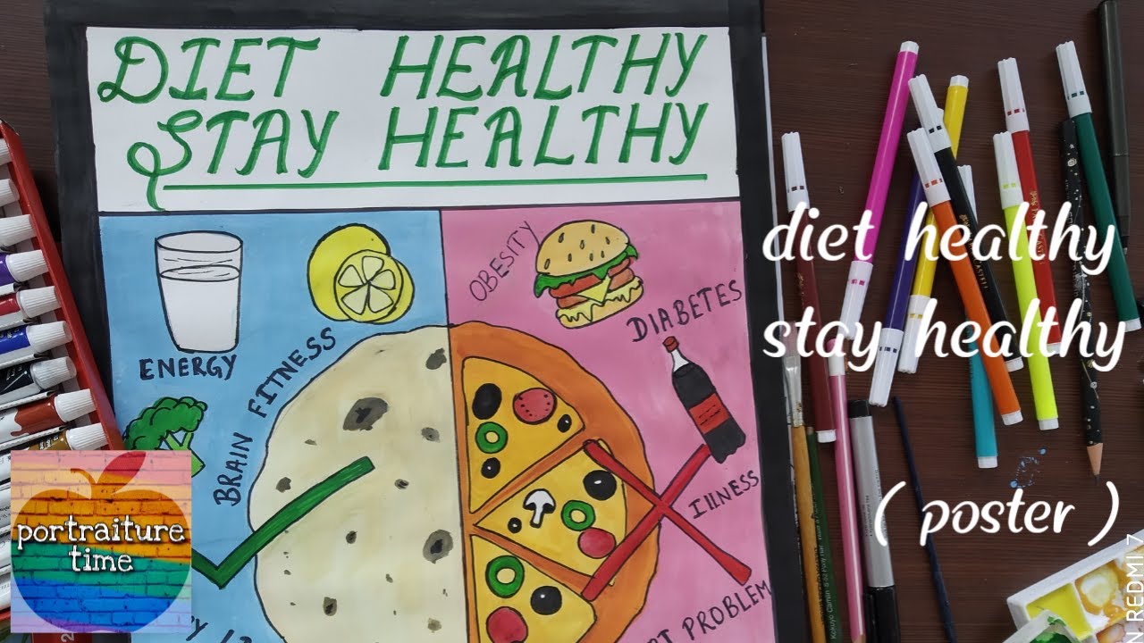 Poster On Healthy Diet vs Junk Food.Step By Step.Full Guide.Full Video