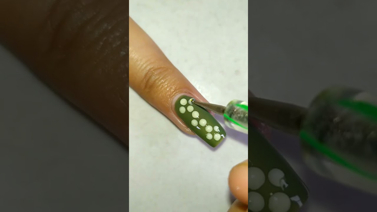 Green colour flower design #shorts #naildesign
