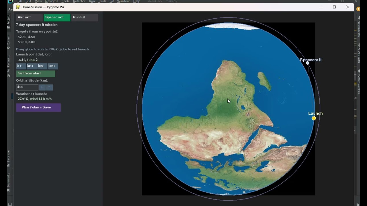 Moon Colony. Python visual spacecraft mission simulation