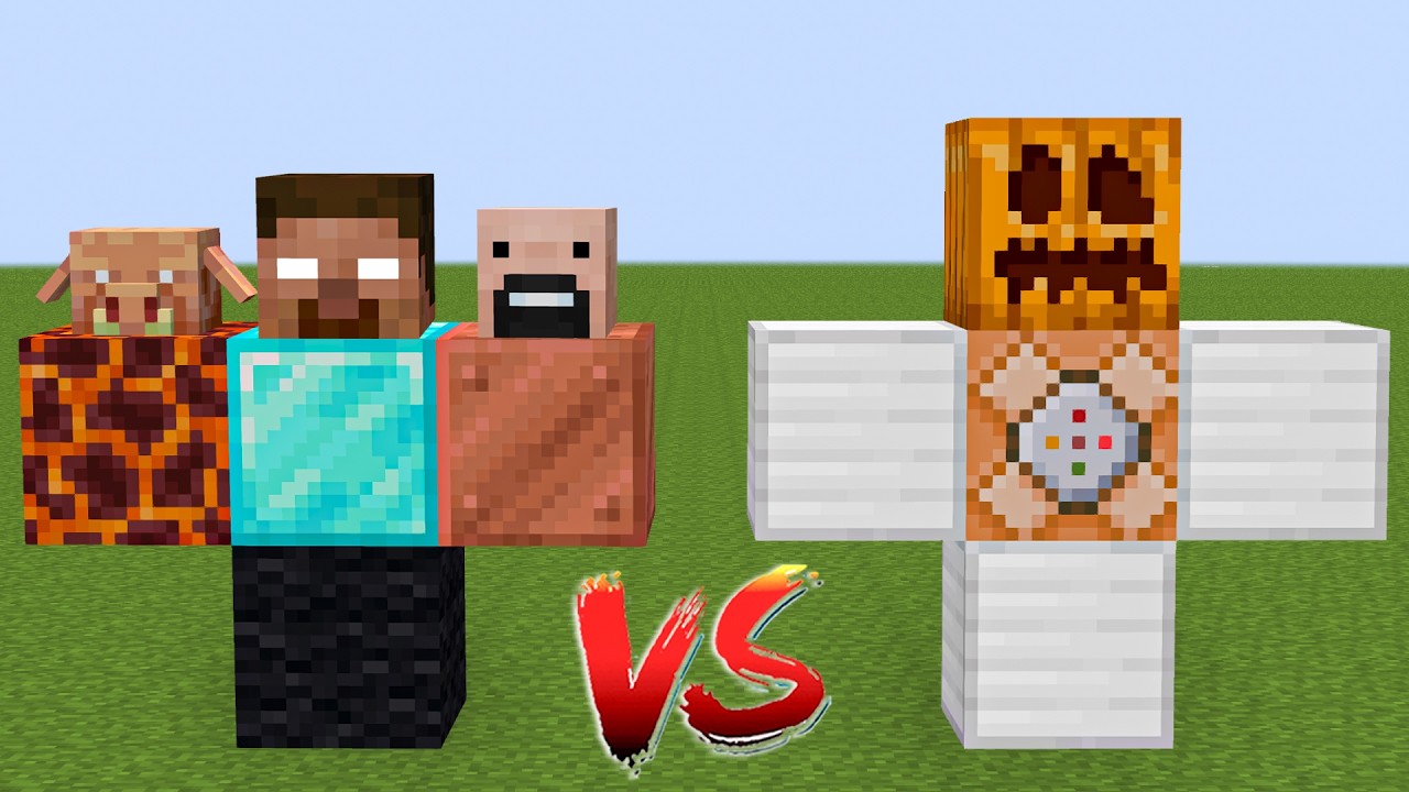 Notch, Great Hog, Dark Herobrine vs All New Golems Minecraft Mob Battle !