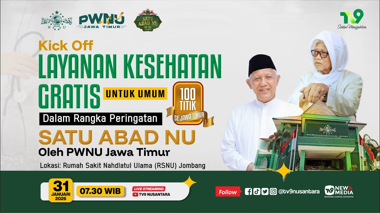 🔴 (LIVE) Kick Off Layanan Kesehatan Gratis dalam rangka peringatan Satu Abad Nahdlatul Ulama