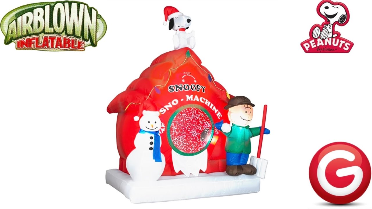 (Review) Gemmy Airblown Inflatable 2010 Rare Peanuts Snoopy Sno-Machine￼