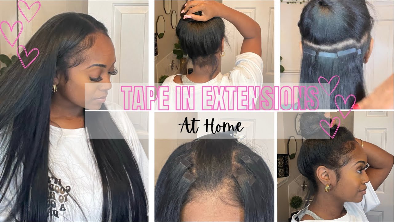Installing Tape In Extensions AT HOME! Natural 4c Hair Texture ft. Ali pearl Hair