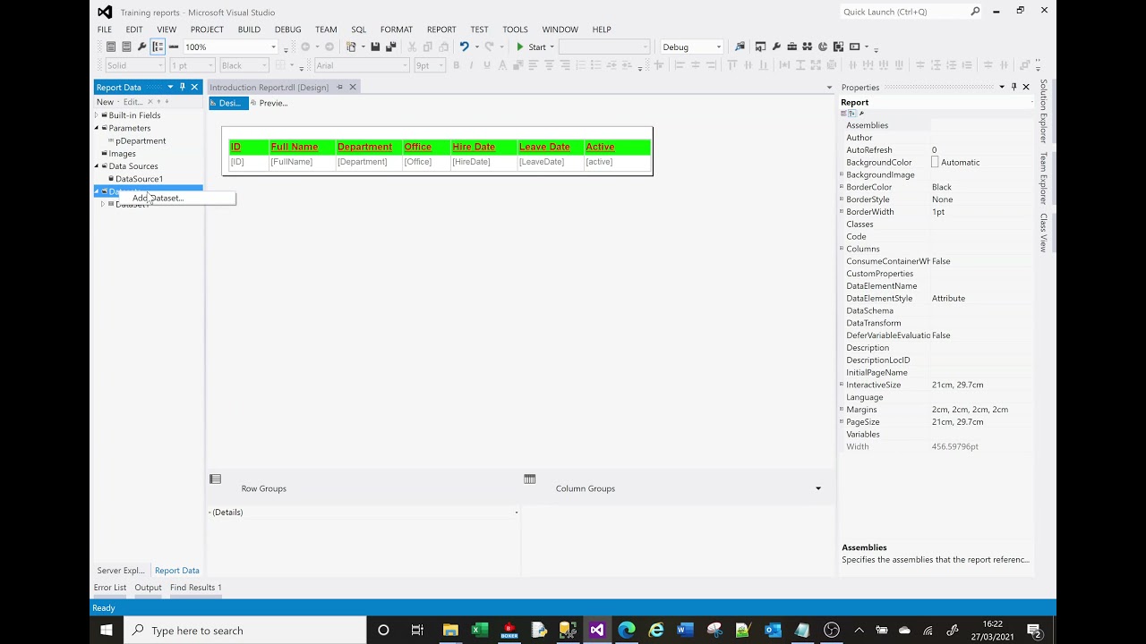 MS SSRS tutorial demonstrating how to add drop down filters to reports using parameters.