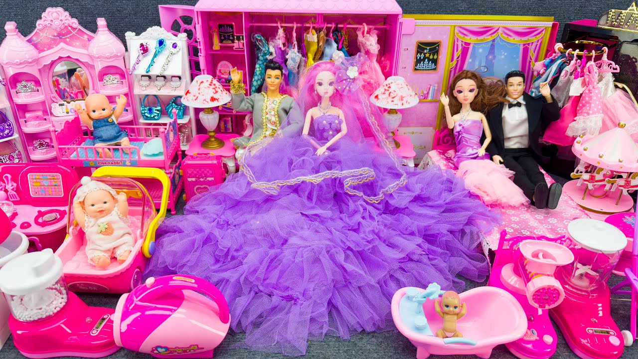 20 Minutes Satisfying Unboxing Barbie Princess Bedroom & Wardrobe Collection Toys Review | ASMR