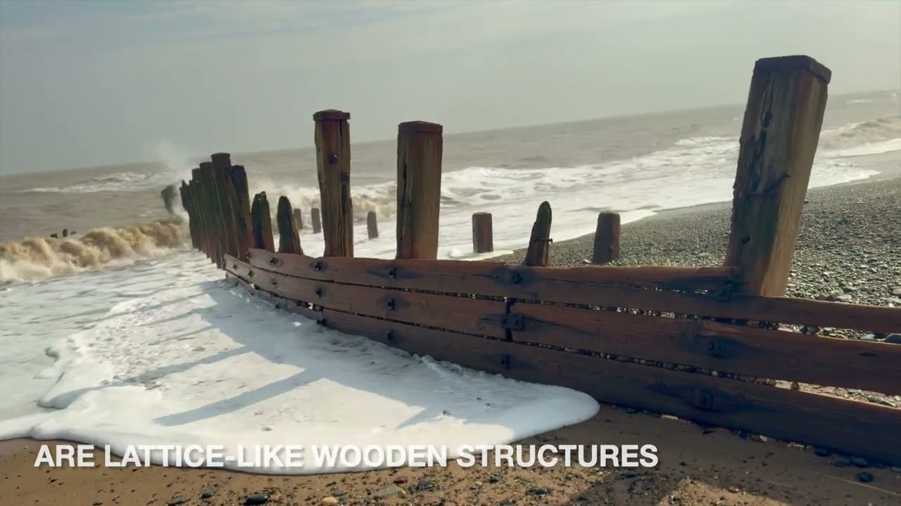 Three different types of wooden Wave breakers (Groynes) along the Holderness Coast, East Yorkshire