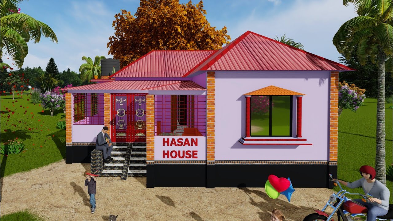 3 Bedroom Tin House | 3 Room Tin Shead Bricks House 2024 | L-আকৃতি ৩ বেডরুমের টিনের বাড়ির ডিজাইন |