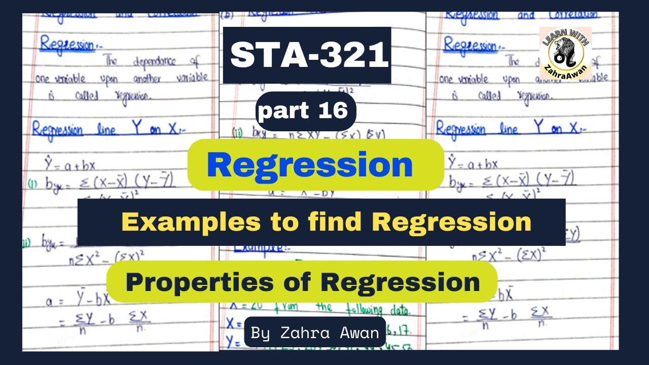 STA 321 | Lecture 16 | Regression | Simple Linear Regression Equation | Properties of Regression |