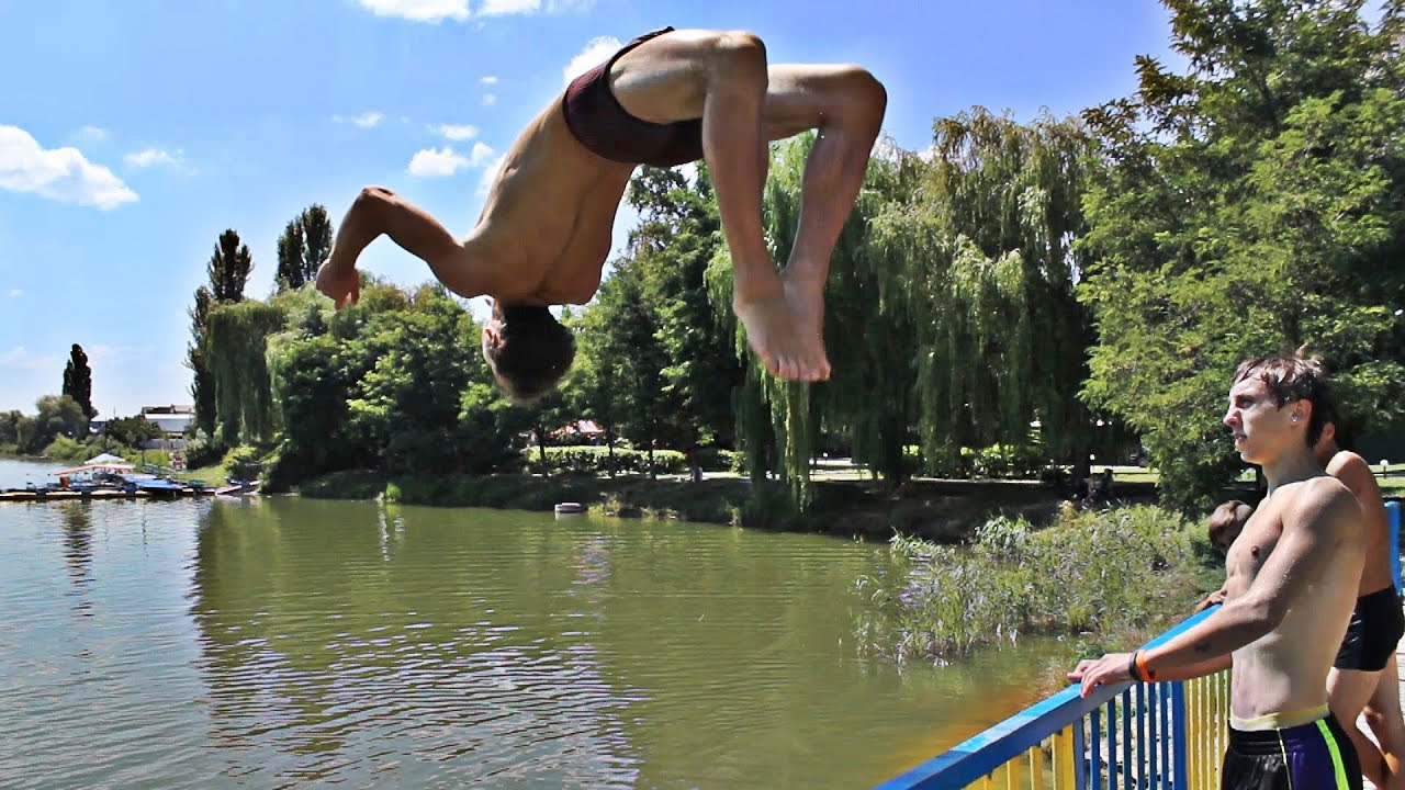 😎КРУТЫЕ САЛЬТО и ФЕЙЛЫ😲 в ВОДУ💧. ТРИКИНГ🤸 ПОД ДОЖДЁМ🌦