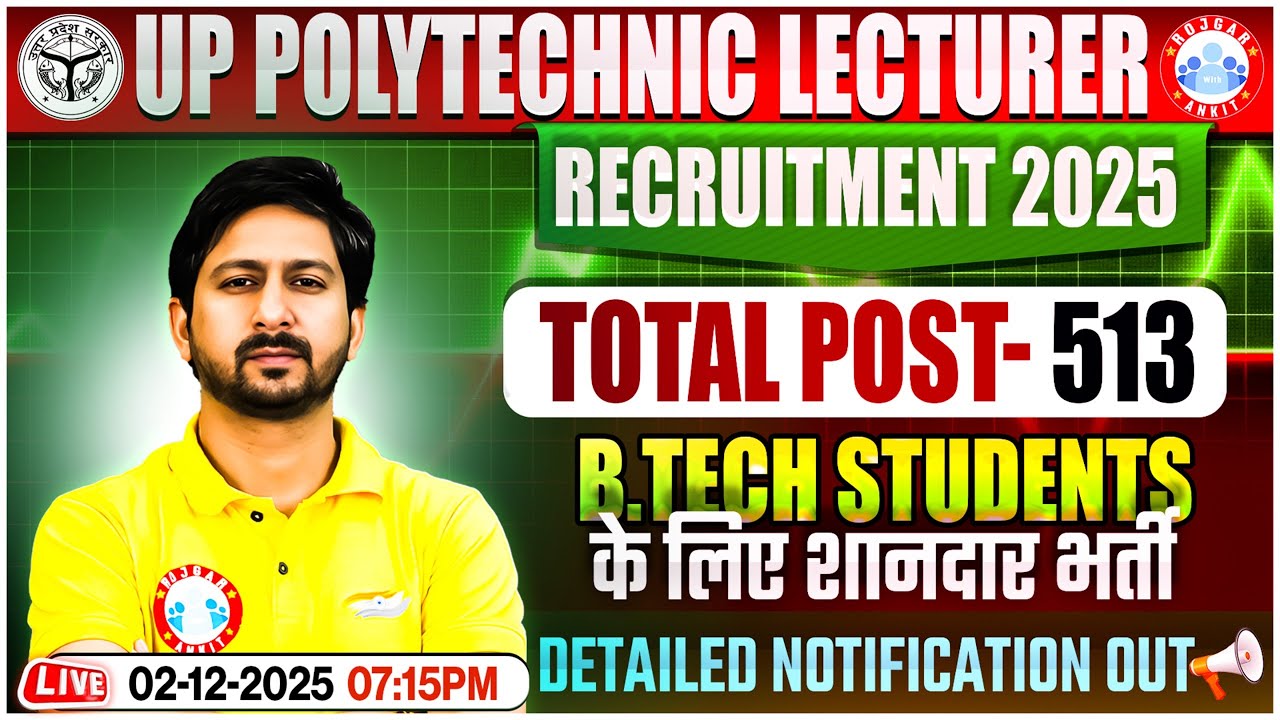 UP Polytechnic Lecturer Recruitment 2025 | Post: 513 | UP Polytechnic Lecturer Notification Out