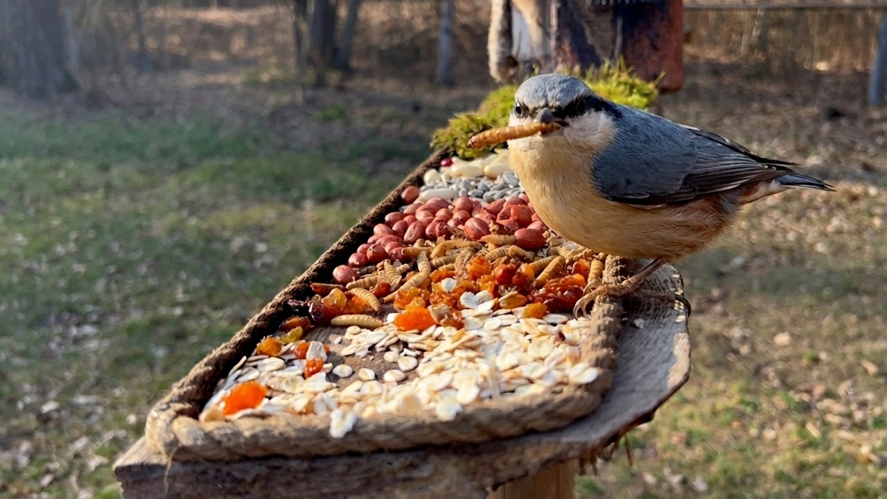 Garden Birds at the Feeder at Sunset | A Robin Slowly Settling In