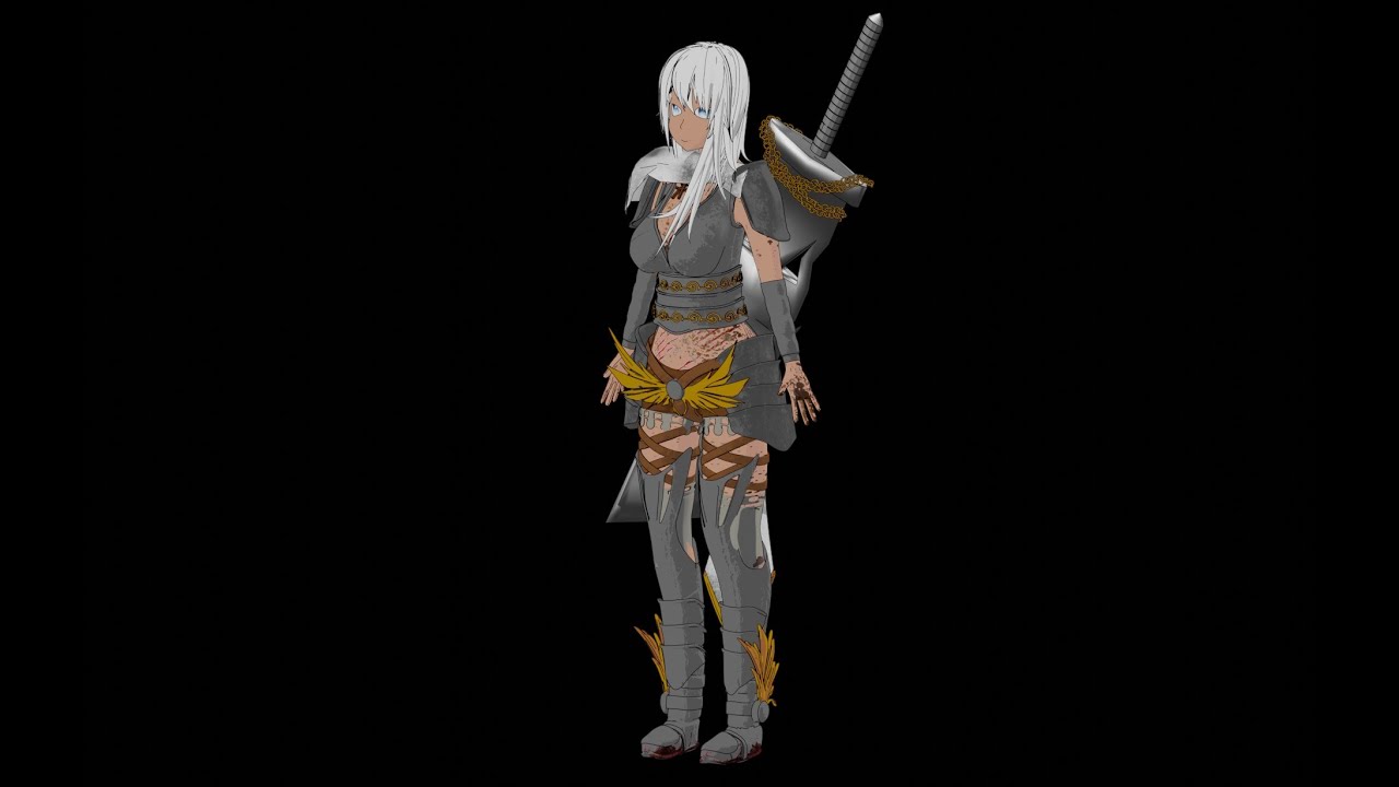 3D Blender Anime Character Model: Warrior Anime Girl