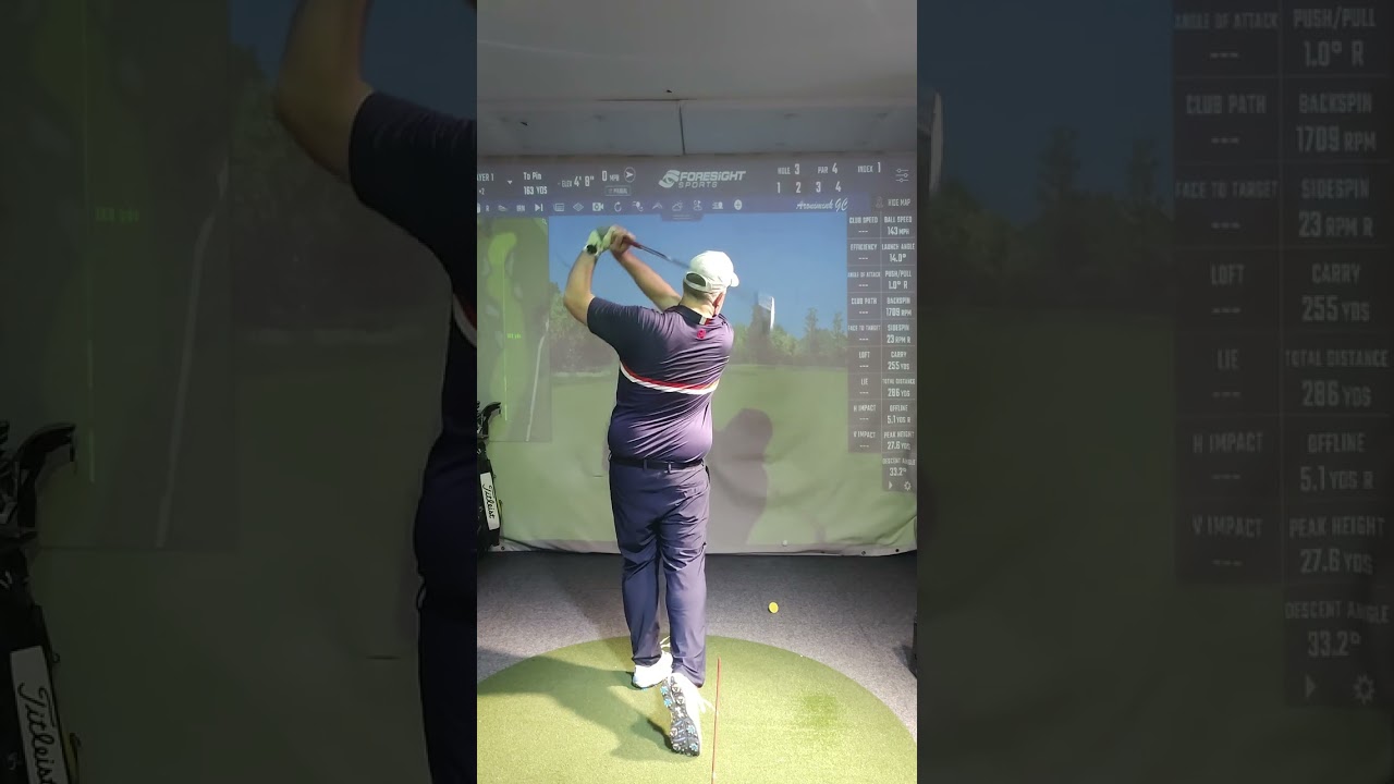 Playing a fee holes of golf on a random virtual course. The sim was Foresite. I could not putt