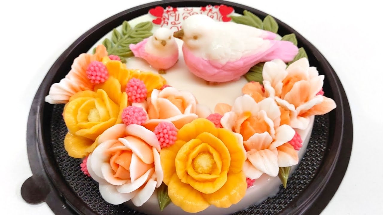 สอนทำเค้กวุ้นนก เค้กวุ้นดอกไม้โทนสีส้ม เค้กวุ้นกะทิแฟนซีสวยๆ ทำง่ายกำไรงาม! Jelly Cake I วุ้นแฟนซี