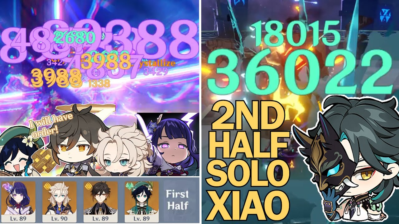 SOLO XIAO 2ND HALF 2.7 Abyss 12 (9 Stars) & Archons Zhongli/Raiden/Venti ft Albedo | Genshin Impact