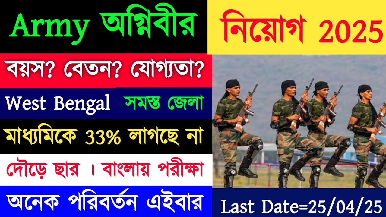 ⚡Indian Army Agniveer Rally 2025 || Army Rally || Army AGNIVEER মাধ্যমিকে 33% নাম্বার লাগবে না 😊