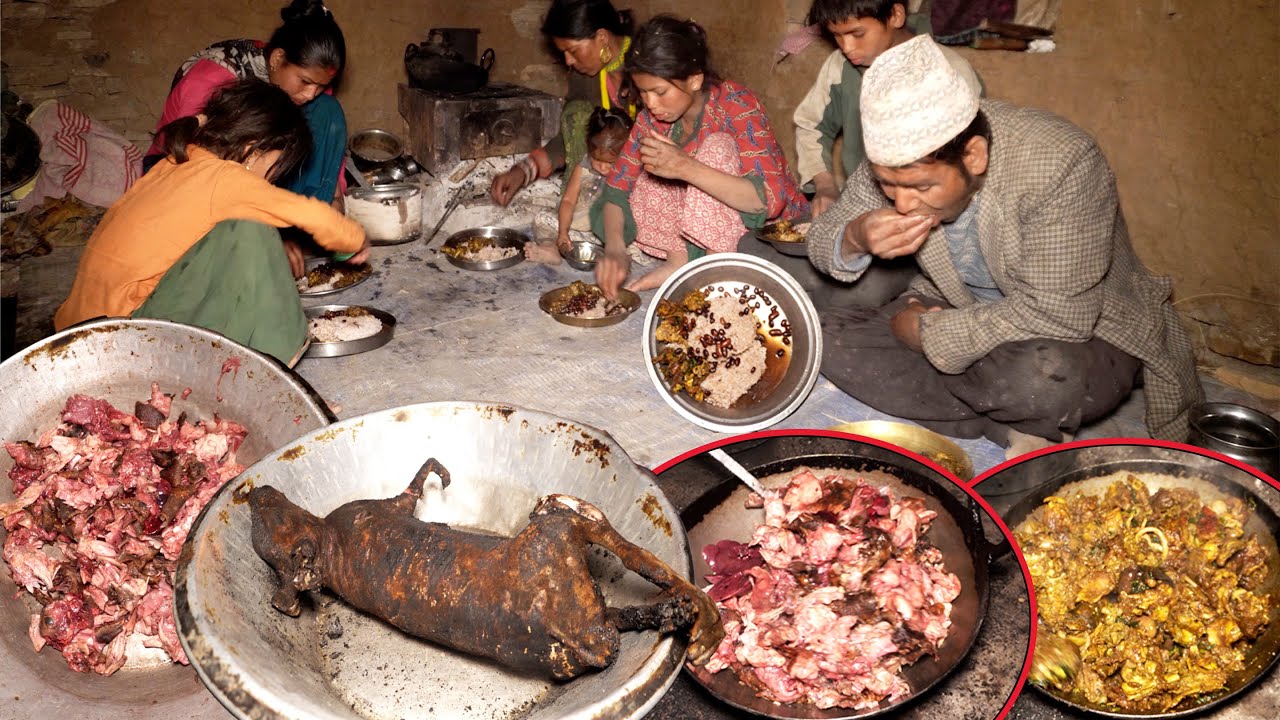 Rabbit curry recipe by dharme family || Local Rabbit curry and rice || @ruralnepall