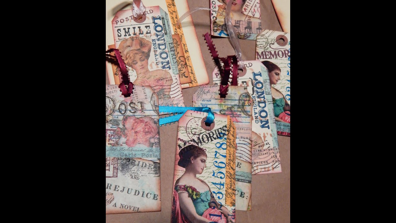 TAG ART - HOW TO DO COLLAGE STAMPING - JOURNAL TAGS