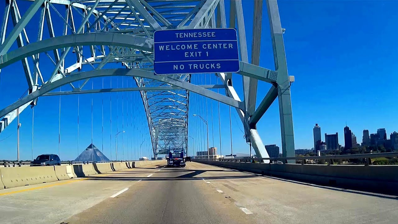 Road Trip #214 - I-40 E - West Memphis, Arkansas to Memphis, Tennessee   Hernando DeSoto Bridge