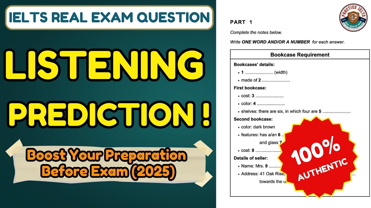 Bookcase Requirement – Prediction | IELTS Listening Test Part 1 2025 | Practice with Answers
