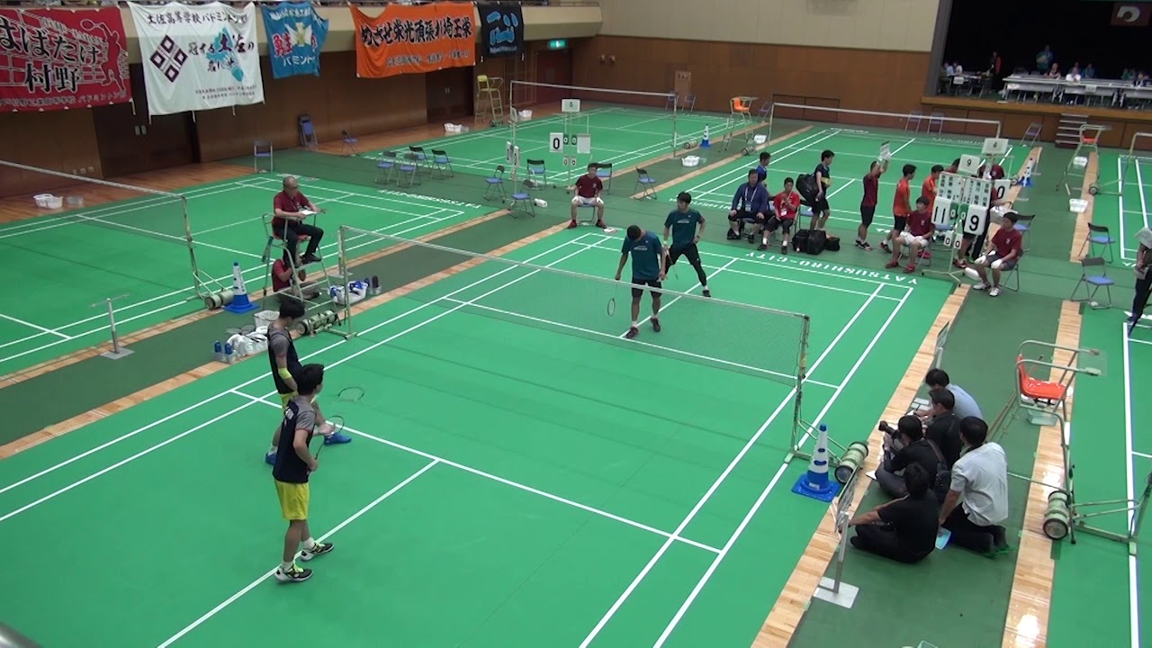 2019年IH バドミントン 男子 ダブルス 準々決勝 奈良岡功大・武藤映樹 （浪岡 青森） VS 菊川旭飛・吉岡壮馬 （聖ウルスラ英智 宮城）