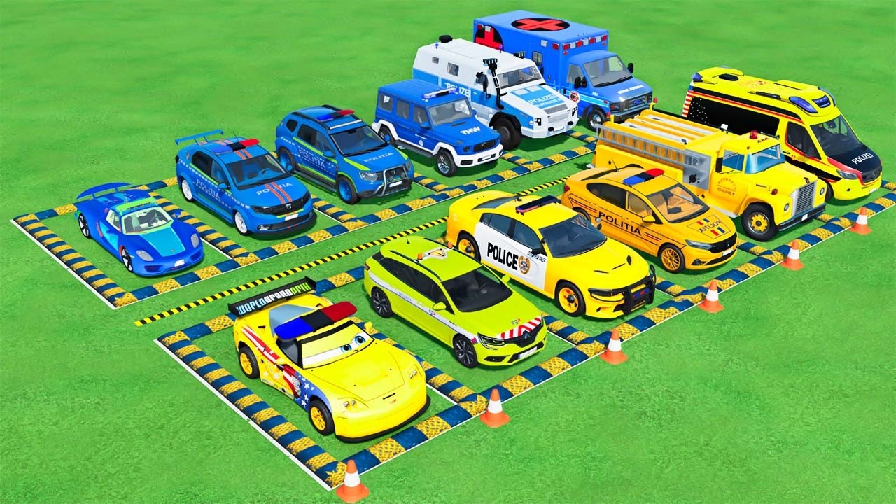 POLICE COLORFULL - TRANSPORTING POLICE CARS, AMBULANCE VEHICLES, FIRE TRUCK WITH TRUCK - FS22 #721