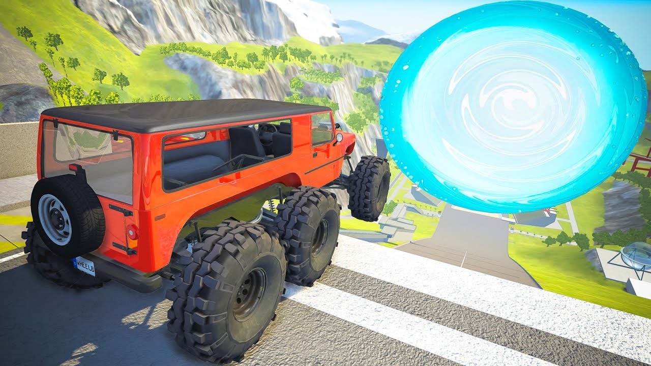 High Speed Jumping into Giant Water Vortex - BeamNG drive