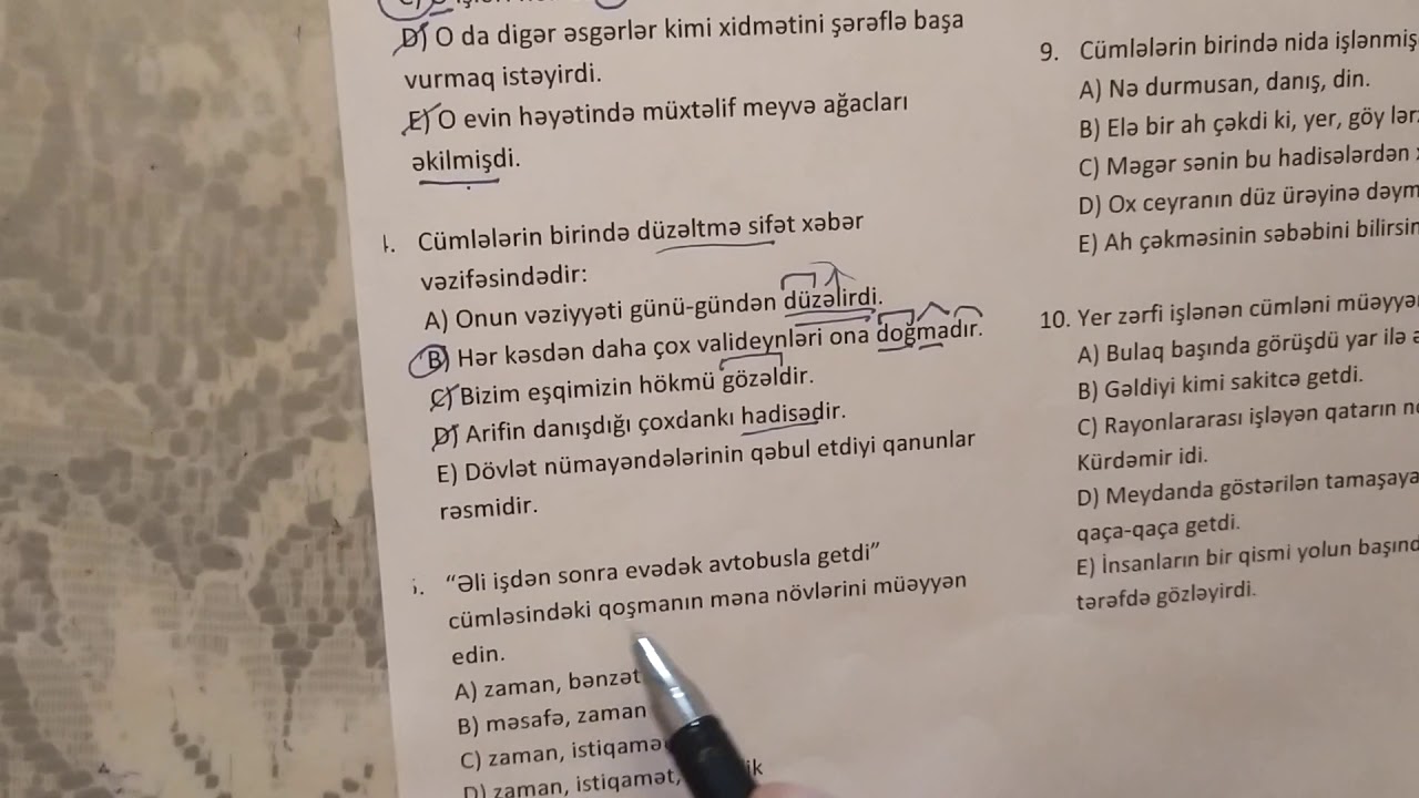 Ümumi sınaq 8 - Azərbaycan dili