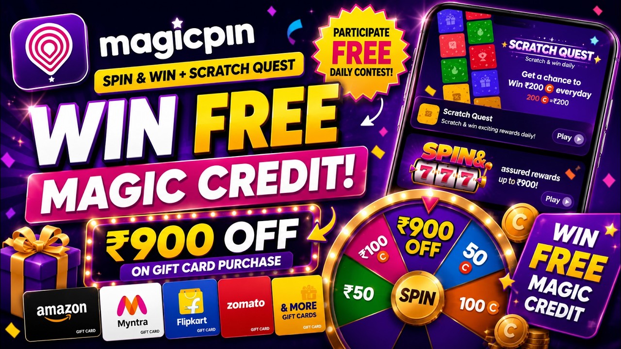 Magicpin - Выиграйте бесплатные бонусы Magic Credit || Magicpin - Вращение и выигрыш + предложени...