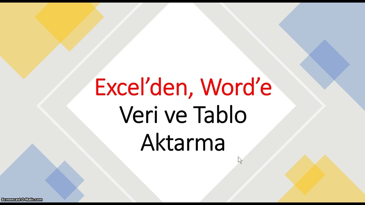 Excelden Worde Veri ve Tablo Aktarımı