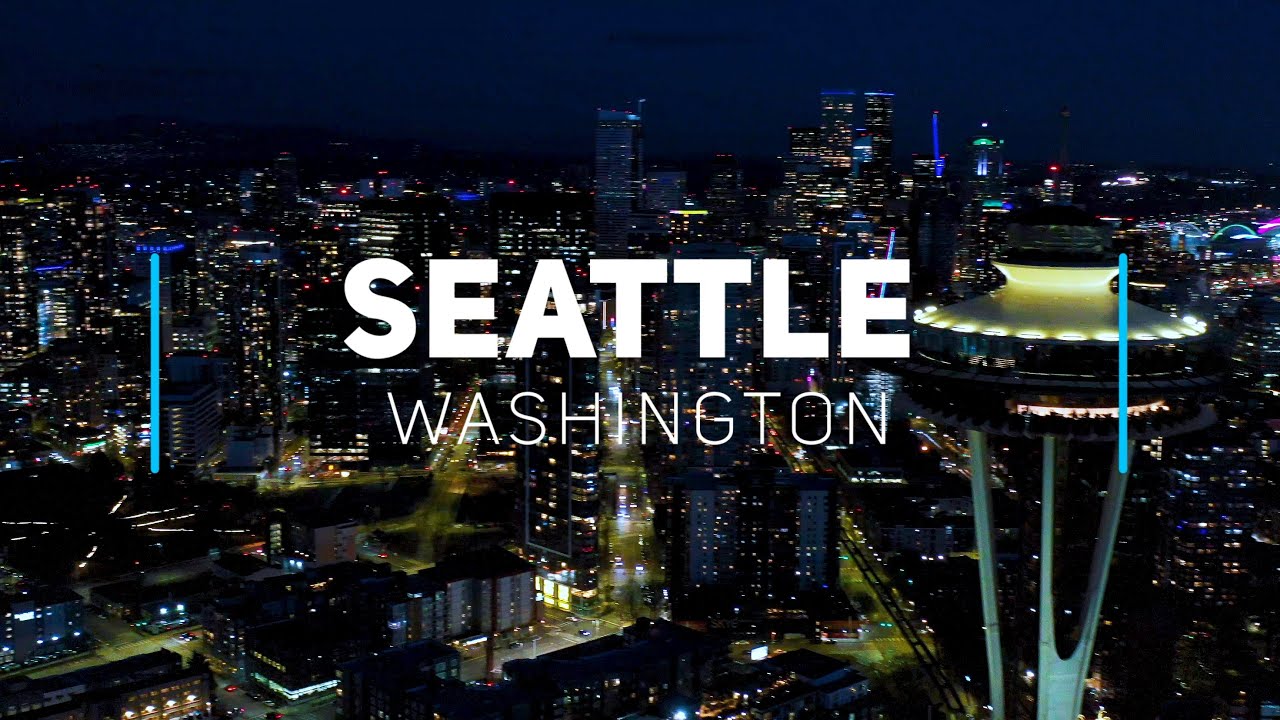 Seattle by night, Washington | 4K drone footage