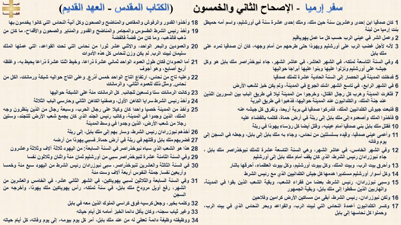 سفر إرميا 52 - الإصحاح الثاني والخمسون - د/مجدى نجيب - ابونا ابرام