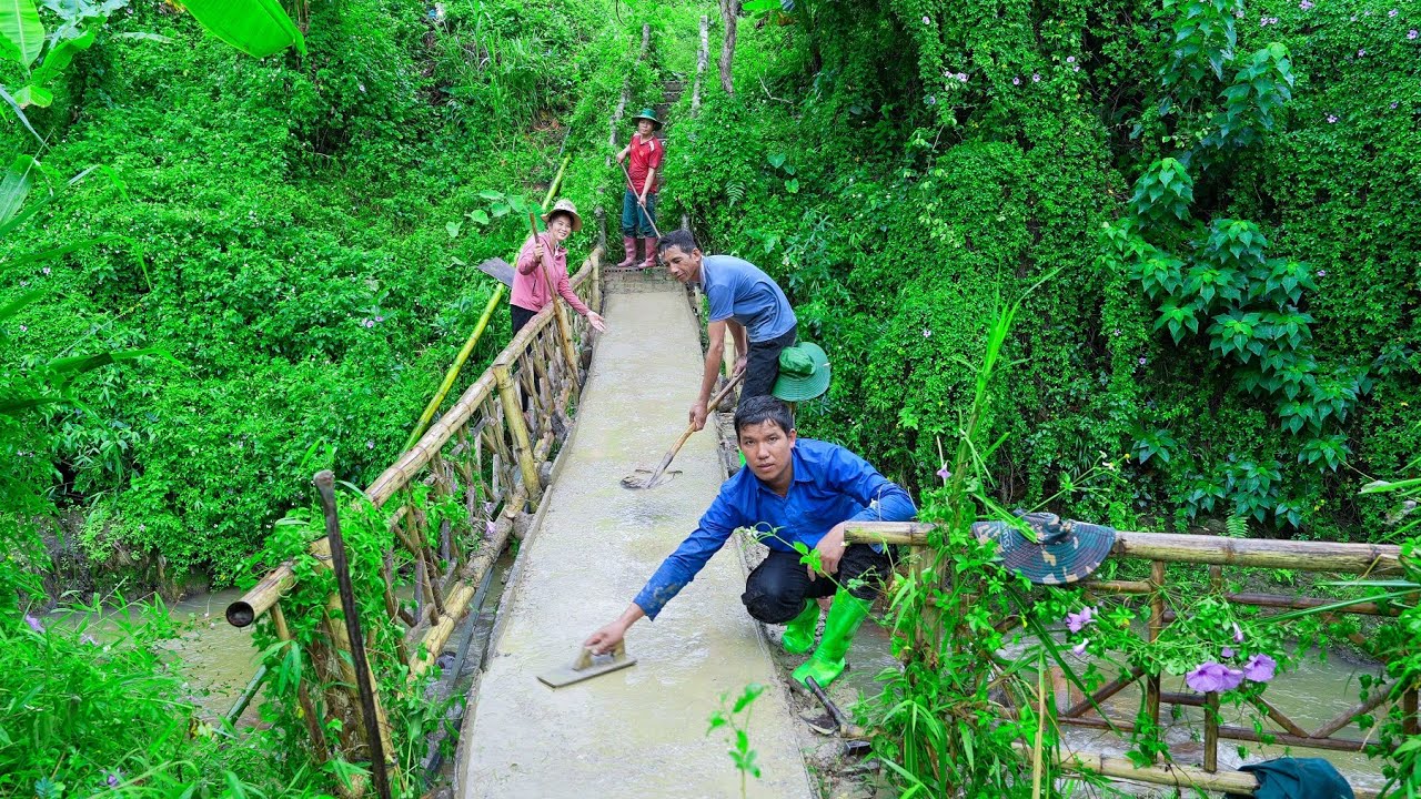 With Dad's Help, the Family Built a Sturdy Concrete Bridge Over the Stream | Family Farm