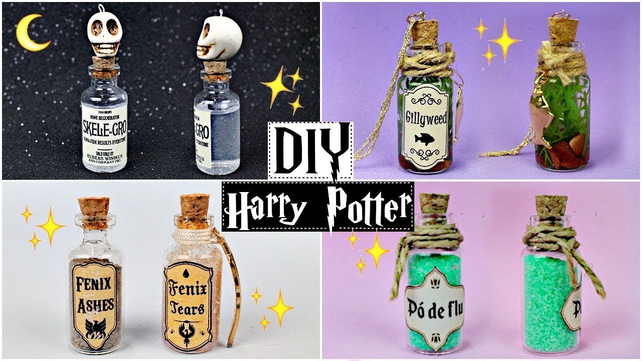 DIY: COLARES DE POÇÃO DO HARRY POTTER - PÓ DE FLU, GILLYWEED, CINZAS DE FENIX...