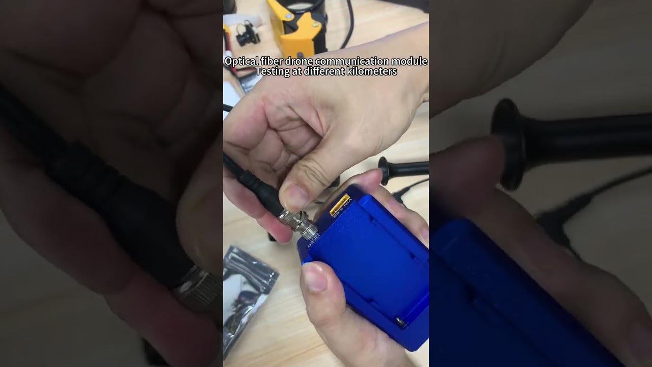 Optical fiber drone communication module