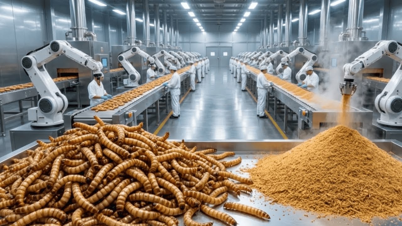 Modern Food Factory: Processing Millions of Mealworms into Protein Powder
