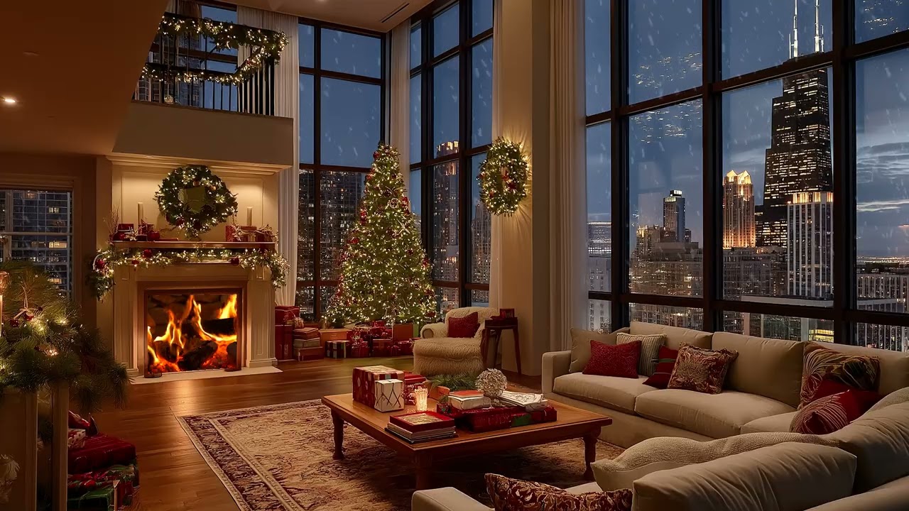 🌌Ultimate Apartment Chill | Smooth Jazz & Warm Fire (3 Hours) | Stress-Free Study Work Relax Healing