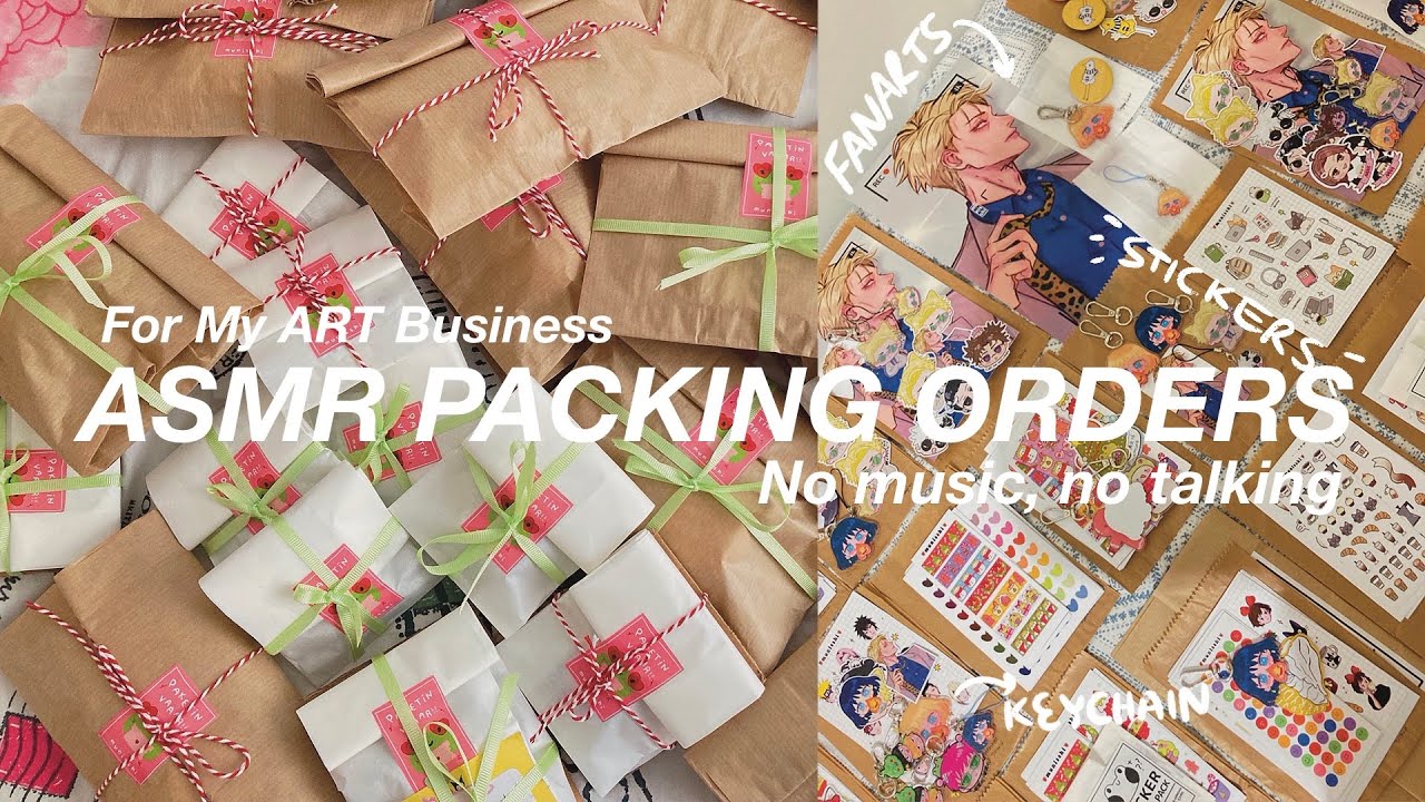 ASMR Packing Orders For My Small Business 📦| no music or talking | sticker shop
