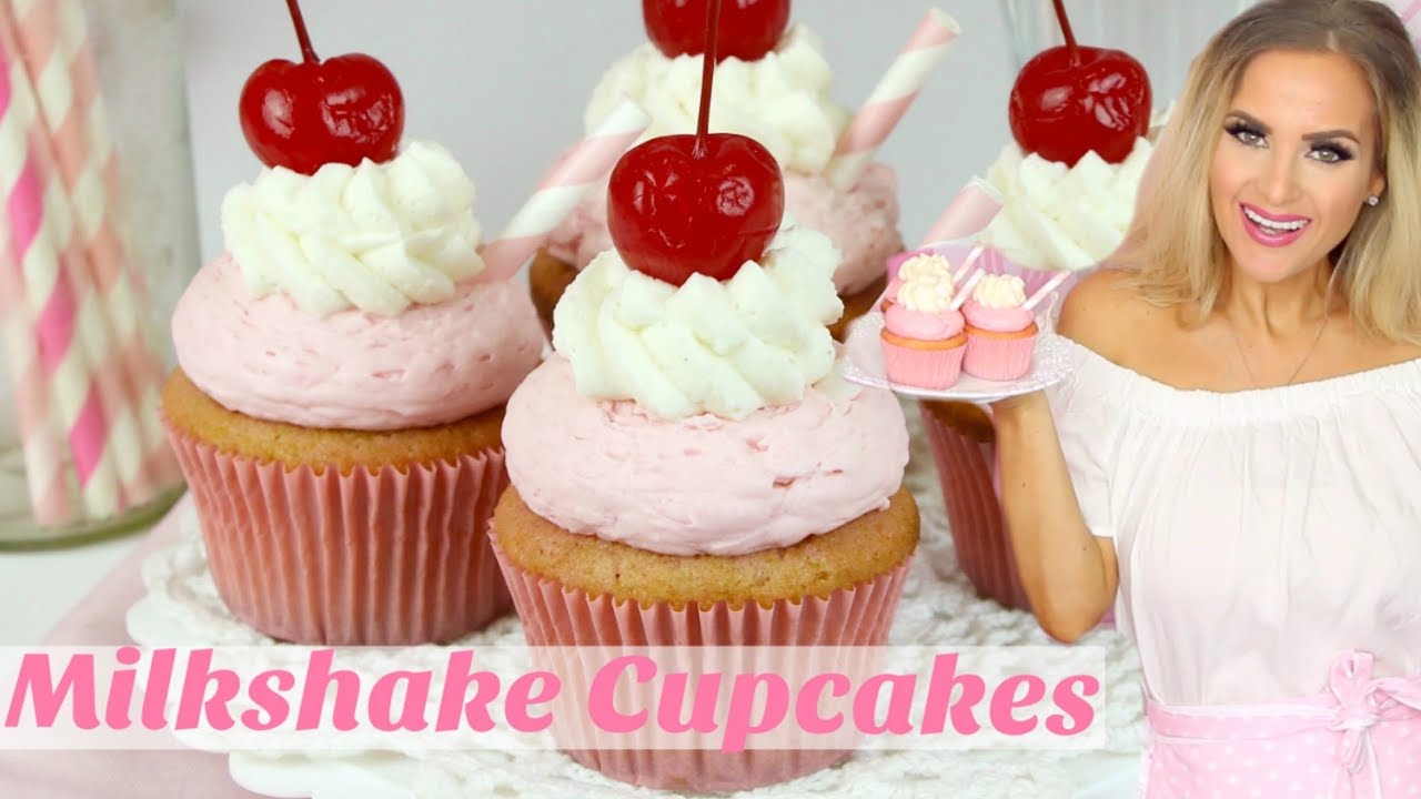 Strawberry Milkshake Cupcakes // Lindsay Ann